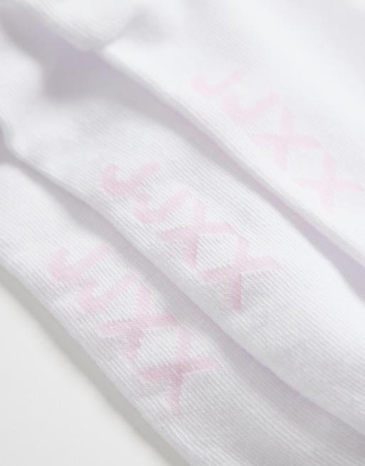 JJXX 3 pack ankle socks with beach embroidery in white and pink, 3 of 3