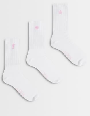 Jjxx 3 Pack Ankle Socks With Seaside Embroidery In Multi