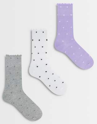 JJXX 3 pack polka dot socks in purple mix purple rose 5190₽