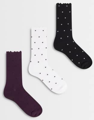 Jjxx 3 Pack Polka Dot Socks In Multi