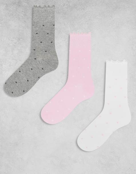 JJXX 3 pack polka dot socks in white mix - view 1