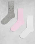 [JJXX] JJXX 3 pack polka dot socks in white mix One Size Pink Lady