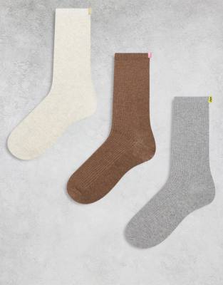 JJXX 3 pack socks in gray cream brown medium gray melange 4990₽