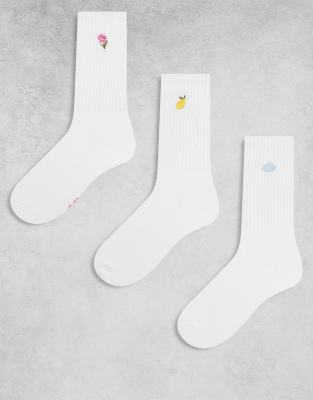 Jjxx 3 Pack Socks With Embroidery In Multi