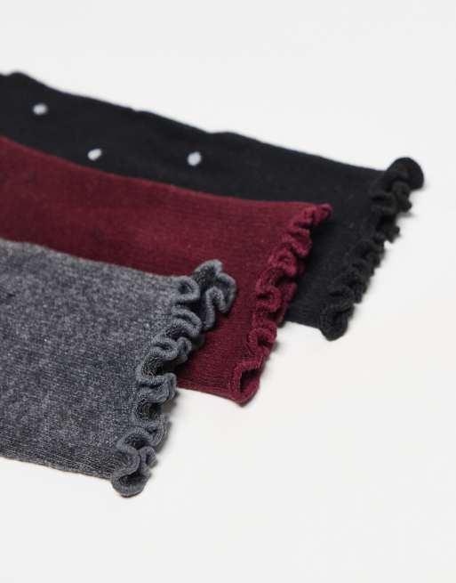 JJXX – 3er-Pack Socken in Schwarz, Grau und Burgunder mit Polka Dots, 2 von 3