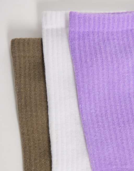 JJXX – 3er-Pack Socken in Weiß, Lila und Beige mit Punktemuster, 3 von 3