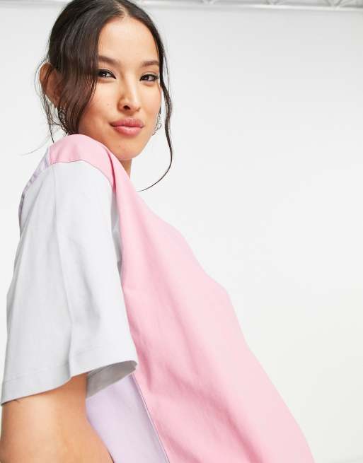 JJXX Andrea colour block oversized t-shirt in pastel, 3 of 4