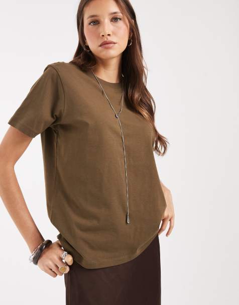 JJXX – Anna – Ciemnooliwkowy T-shirt z okrągłym dekoltem - view 1