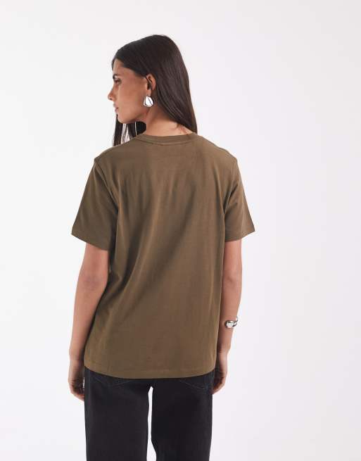 JJXX Anna crew neck t-shirt in dark olive, 4 of 4