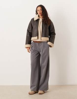 Jjxx Aviator Cropped Jacket In Brown