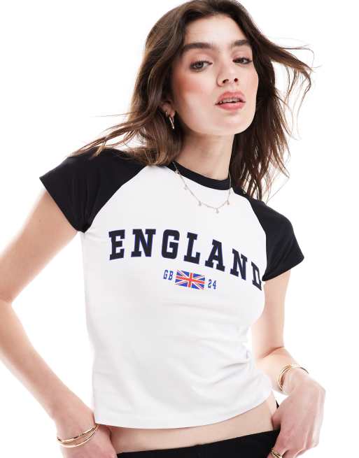 JJXX - Baby-T-shirt met 'England' print op de borst in marineblauw