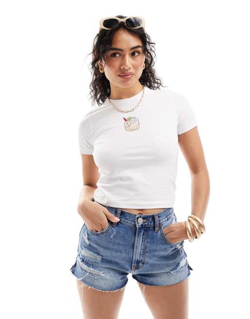JJXX - Baby T-shirt met margherita-print in wit