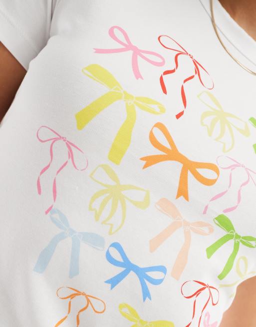 JJXX baby t-shirt with all over bow print in white, 4 of 4