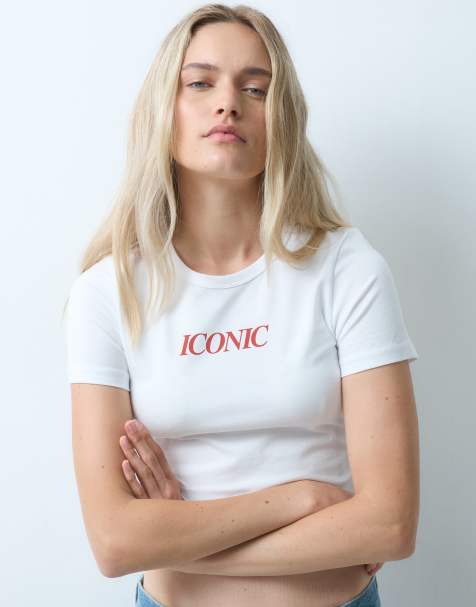JJXX baby tee z kultowym nadrukiem w kolorze białym - view 1