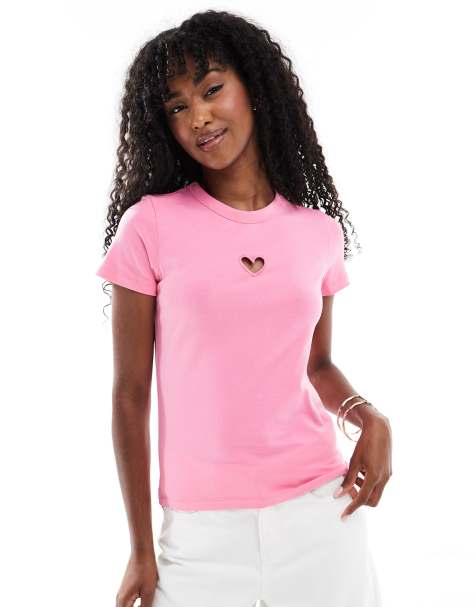 JJXX - Babylyserød T-shirt med hjerteudskæring - view 1