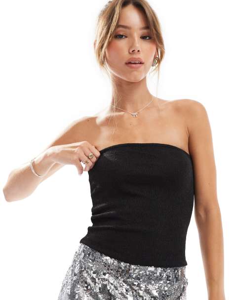 JJXX bandau top in black glitter - view 1