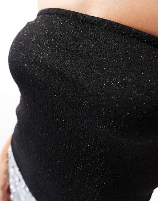 JJXX bandau top in black glitter, 3 of 4