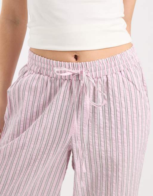 JJXX barrel seersucker striped pants in pink, 3 of 5