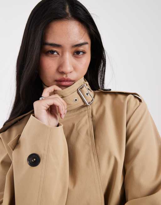 JJXX – Beige, kort jacka i trenchcoatstil med ståkrage, 3 av 4