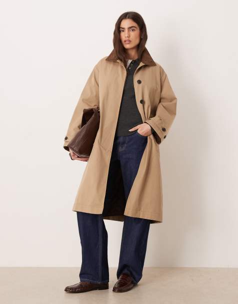 JJXX – Beige trenchcoat med kontrastfärgad krage - view 1