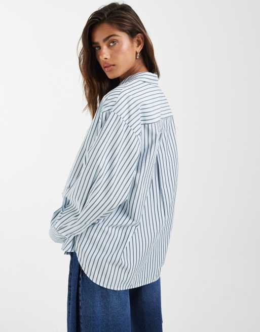 JJXX - Bella - Camisa azul a rayas de manga larga, 4 de 4