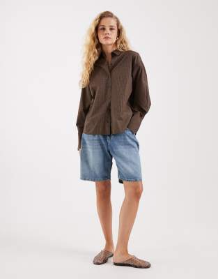 Jjxx Bella Check Long Sleeve Shirt In Burgundy