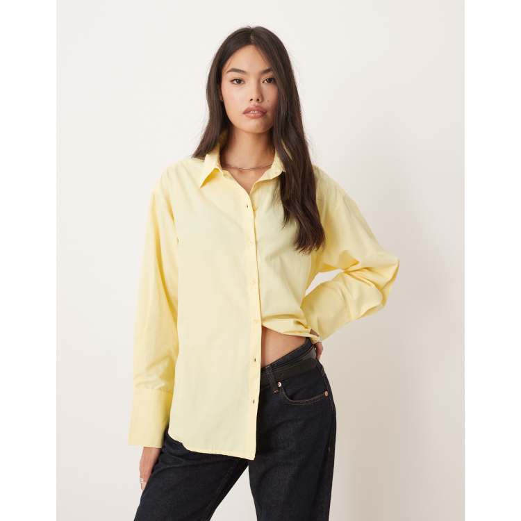 DANSKIN×UJOH　LONG SLEEVE SHIRTS パウダーイエロー JJXX Bella long sleeve shirt in butter yellow | ASOS
