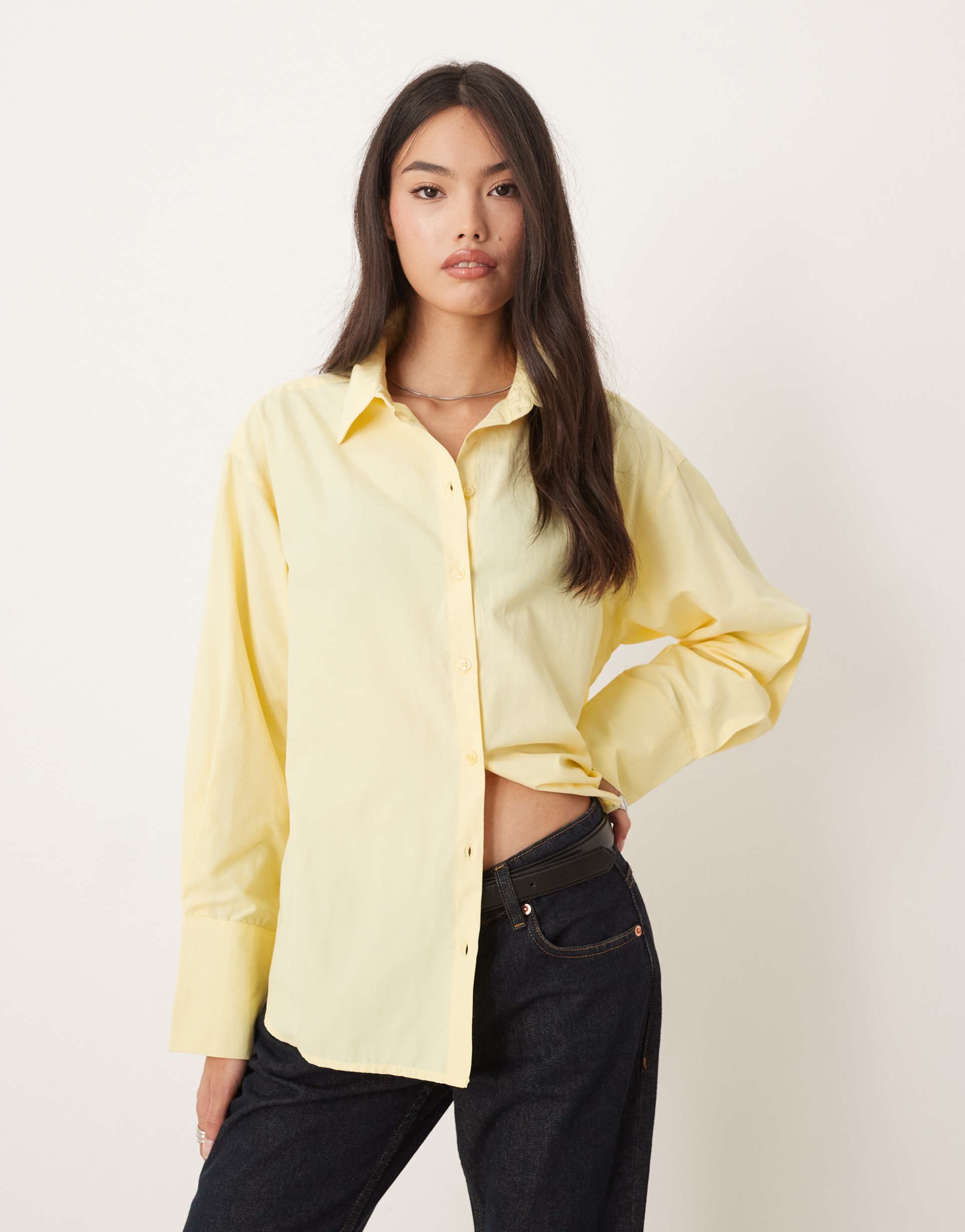 jjxx bella long sleeve shirt in butter yellow