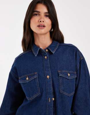 Jjxx Bella Oversized Denim Shirt In Blue