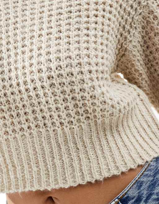 JJXX – Beżowy prążkowany sweter o pudełkowym kroju, 4 z 4