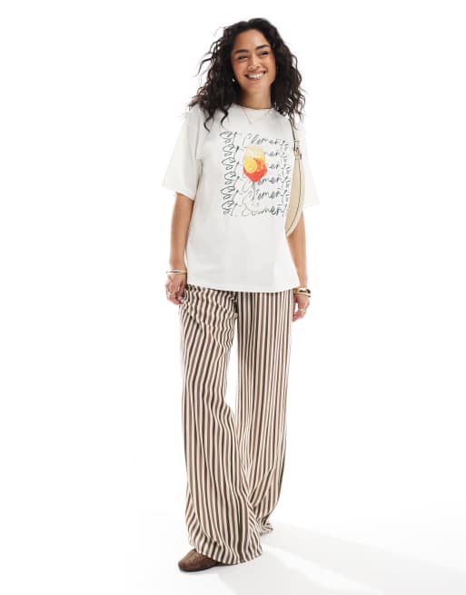 JJXX – Biały T-shirt oversize z grafiką „St. Clements“, 3 z 4