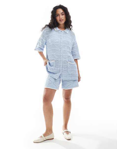 JJXX blue crochet co ord - view 1