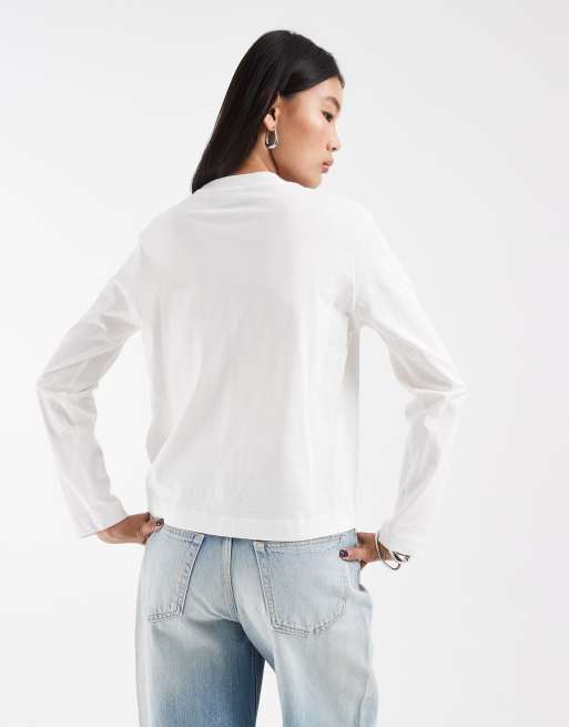 JJXX boxy langærmet T-shirt i hvid, 4 af 4