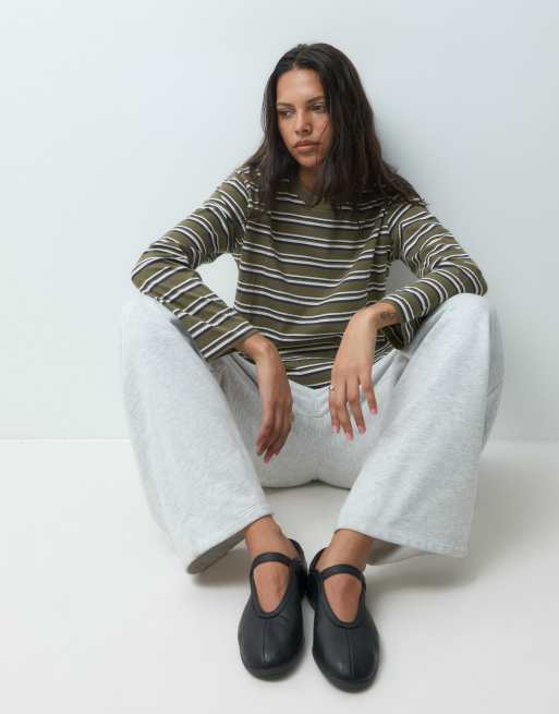 JJXX boxy long sleeve tee in green stripe, 4 of 5