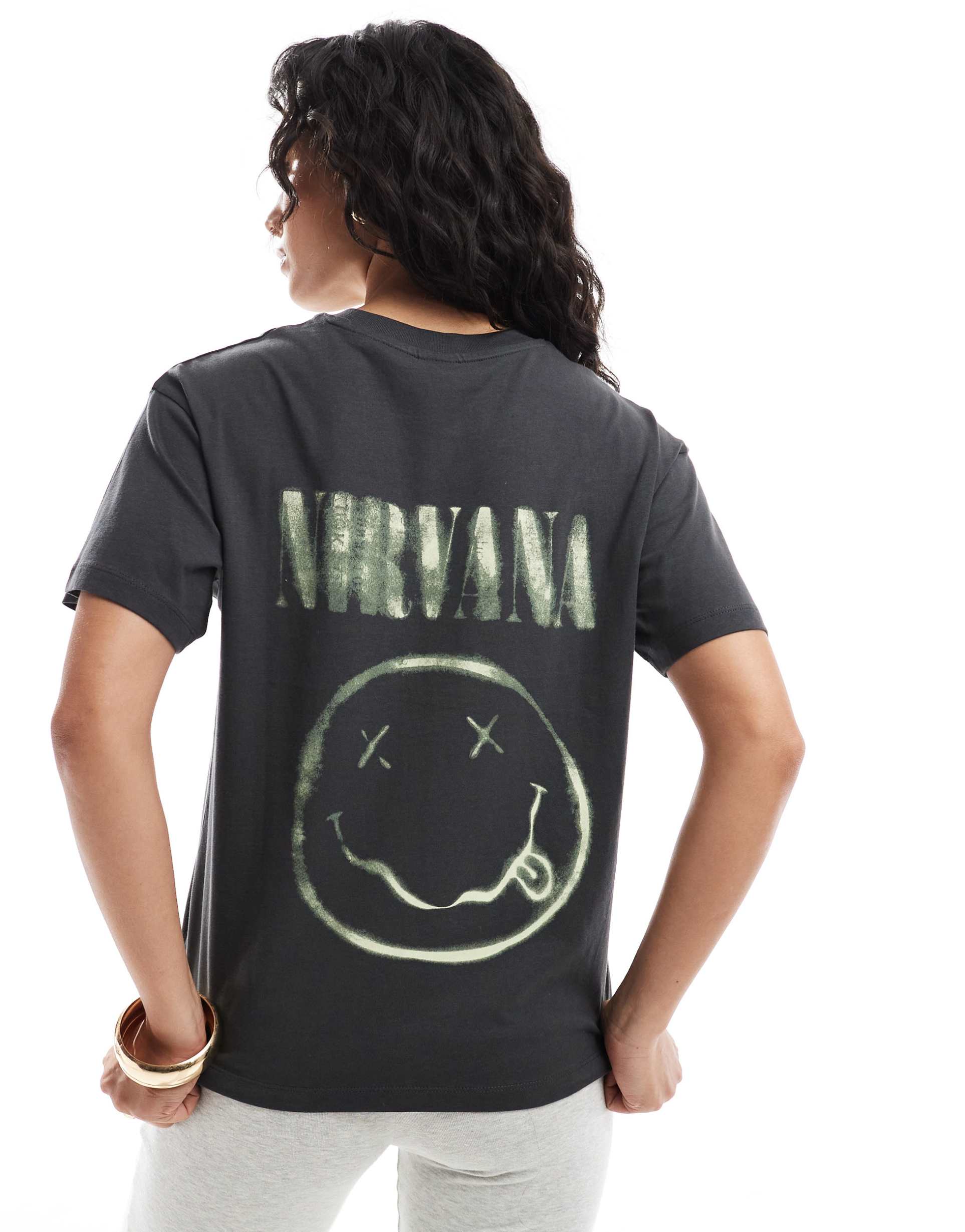 jjxx boxy t-shirt with nirvana print in gray