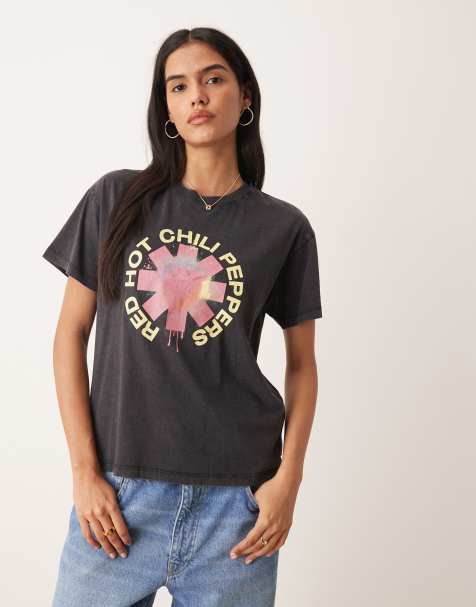 JJXX boxy T-shirt with Red Hot Chili Peppers print in gray - view 1