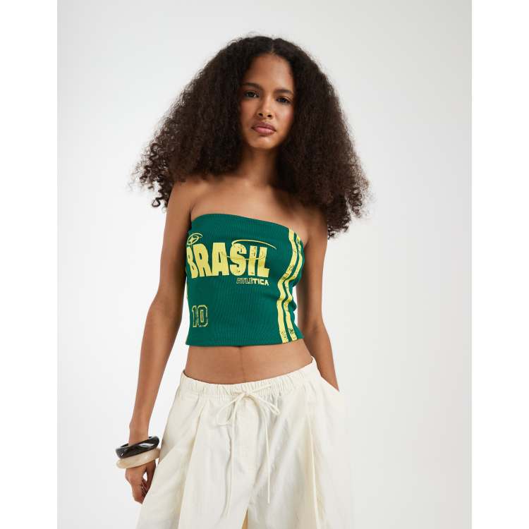 JJXX Brazil ribbed bandeau top in yellow | ASOS