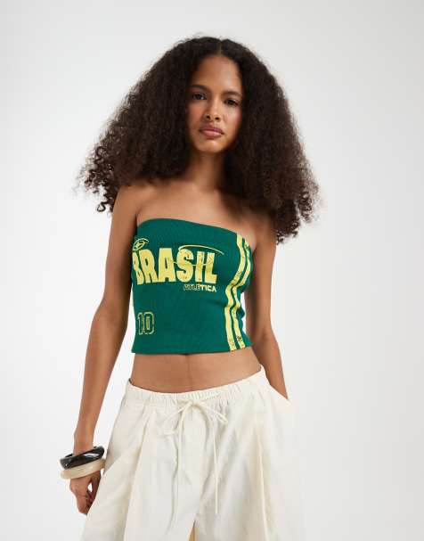 JJXX – Brazil – Żółty, prążkowany top bandeau - view 1