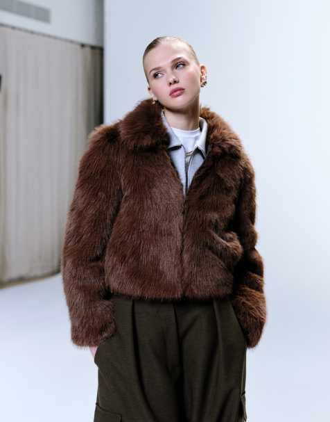 JJXX – Brązowa kurtka ze sztucznego futra zapinana na zamek - view 1