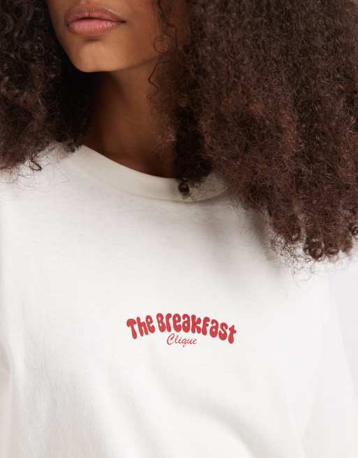 JJXX - Breakfast Club - Oversized T-shirt in wit en rood, 4 van 4