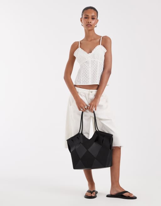 JJXX broderie anglaise cami top in white, 3 of 4