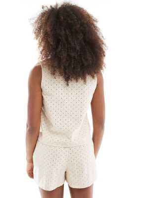 Jjxx Broderie Zip Top In White