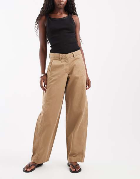 JJXX broek met hoge taille en barrel fit in beige - view 1