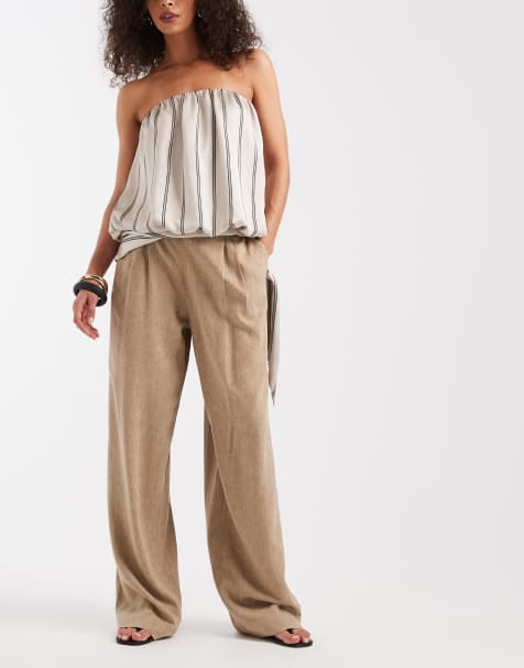 JJXX - Broek van linnenmix in beige - view 1