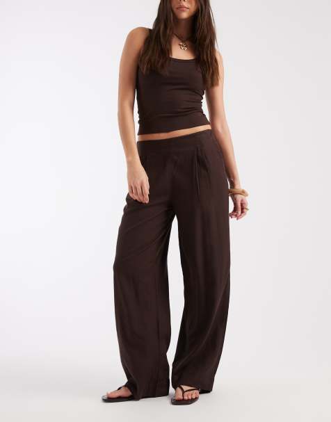 JJXX - Broek van linnenmix in bruin - view 1