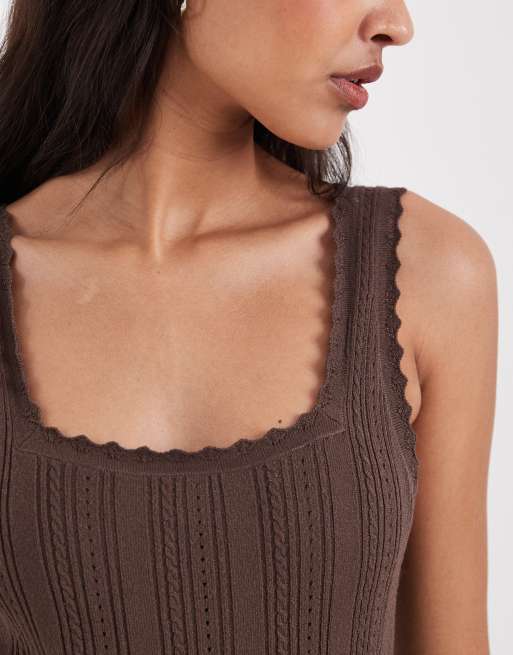JJXX - Brun top i pointelle-strik, 3 af 4