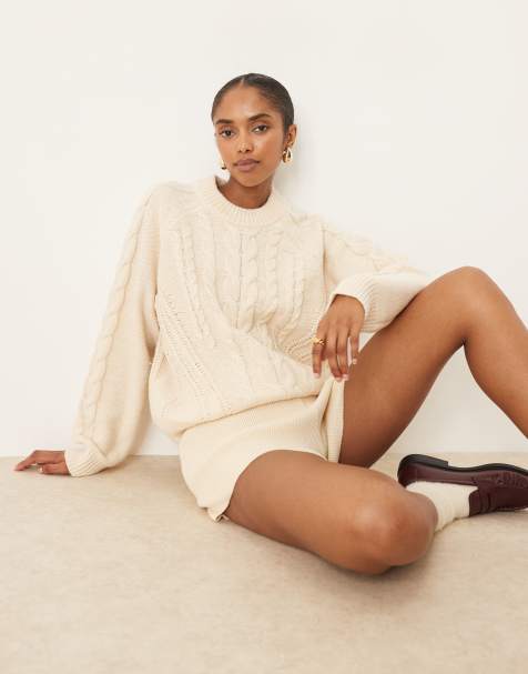 JJXX cable knit jumper in cream - view 1