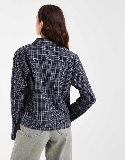 JJXX - Camicia comoda blu navy a quadri, 4 di 4