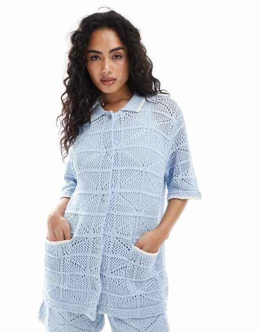 JJXX - Camicia crema all'uncinetto in coordinato 