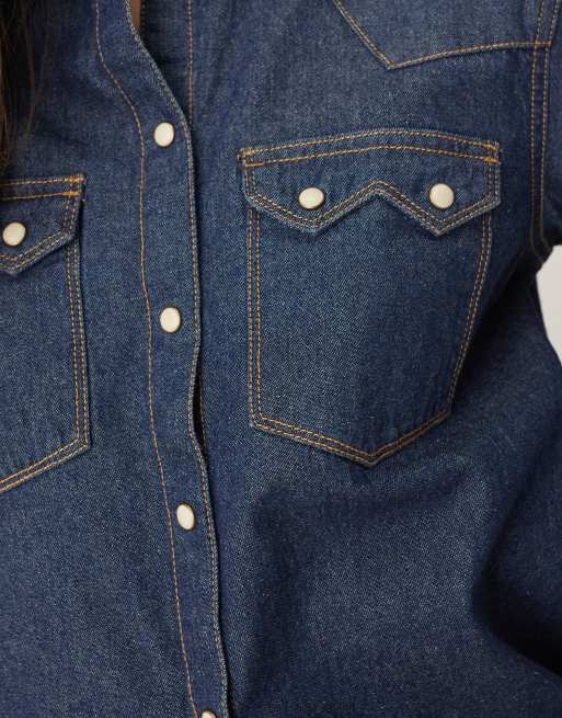 JJXX - Camicia di jeans blu scuro, 3 di 4